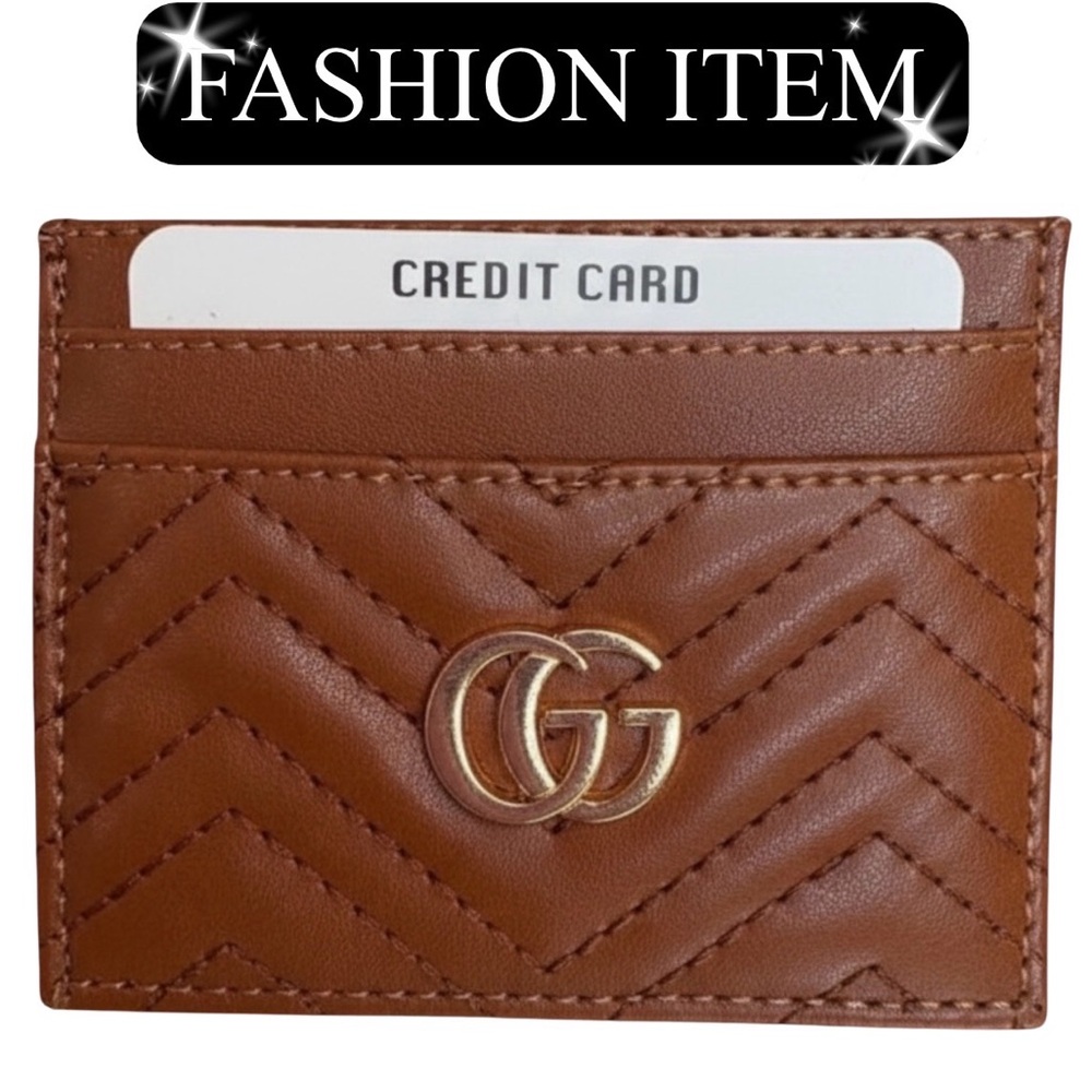 CARD HOLDER: Brown with Golden Hardware, NWOT